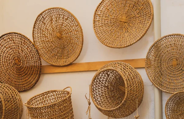 Basketry Objecten Gemaakt Met Natuurlijke Vezels Manden Decoratieve Objecten Koop — Stockfoto