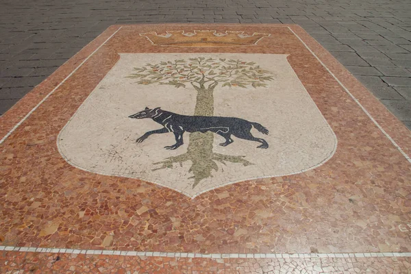 Lecce Italia 2019 Mosaico Con Escudo Armas Ciudad Lecce Plaza — Foto de Stock