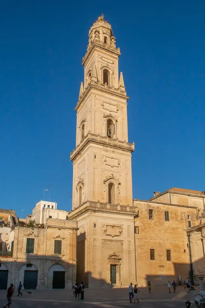 Kloktoren Van Kathedraal Van Lecce Italië Het Plein Met Dezelfde — Stockfoto