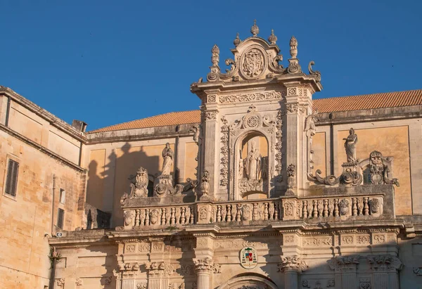 Facciata Nord Della Cattedrale Dell Assunzione Santa Maria Lecce Particolari — Foto Stock