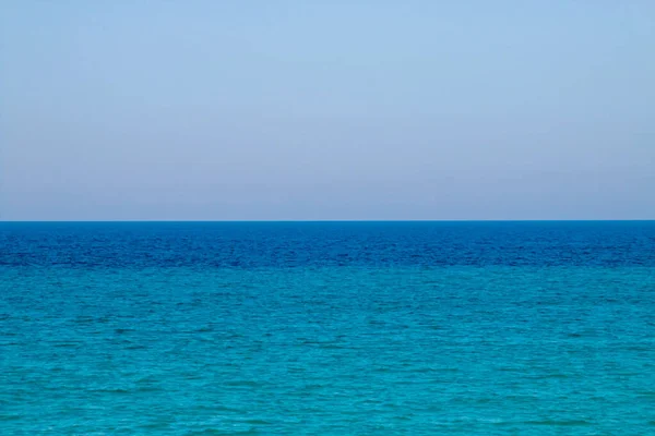 Orizzonte Mare Acque Turchesi Blu Verdi Canale Otranto Che Collega — Foto Stock
