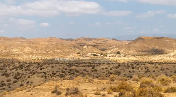 Tabernas, İspanya. 09 05 2019. Tabernas çölündeki Fort Bravo Texas Hollywood. Vahşi Batı 'da film çalışması. 1966 'da 