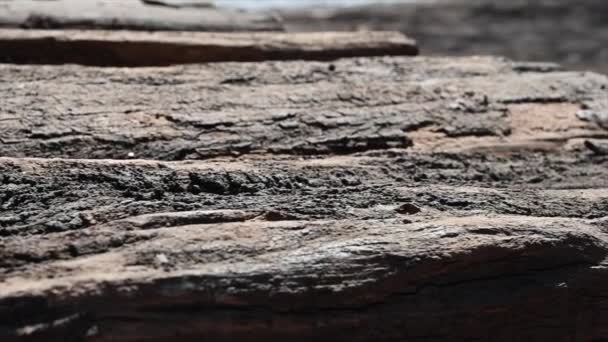 Ponadczasowe Piękno Uchwycenie Rustykalnego Uroku Starego Toru Kolejowego Drewna — Wideo stockowe