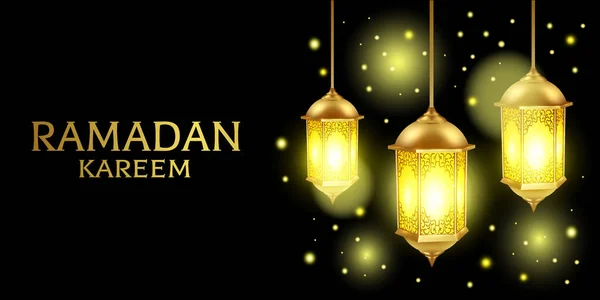 Ramazan kareem arkaplanı, altın Arapça fenerli illüstrasyon, vektör illüstrasyonu EPS 10