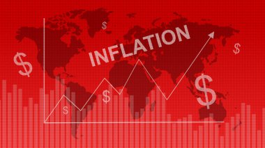 Salgın nedeniyle dünya çapında enflasyon. Grafik yükselen enflasyonu gösteriyor. Vektör illüstrasyonu 10