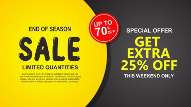 Flash satış promosyonu. İndirimli pankart. Özel teklifler zamanla sınırlıdır. Fazladan indirim davetiyesi al. kupcher vektör illüstrasyonu