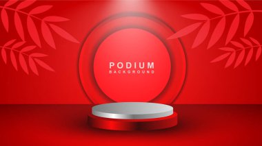 Podyum sahnesi olan 3D arka plan ürünü. 3d vektörü podyum ile arkaplan oluşturur. Kozmetik ürünleri göstermek için. Vektör illüstrasyonu 10.