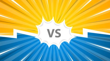 Yarım tonlu düz mizah tarzında arka plana karşı VS harfleri. Vektör illüstrasyonu