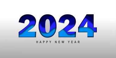 2024 Mutlu Yıllar gazetesi tebrik kartı kesti. Vektör Yeni Yıl Arifesi renkli kağıt kesiği 2024 numara