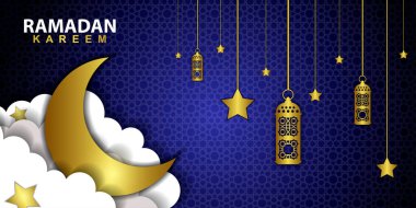 Ramazan kareem afiş arkaplan tasarımı illüstrasyonu
