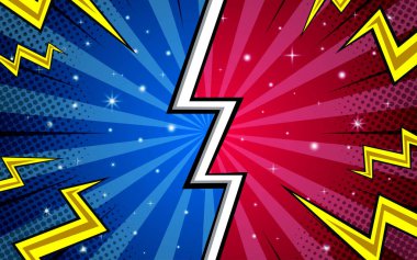 Arka plan çizgi roman tasarımı ile dövüş. Vektör illüstrasyonu