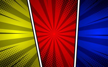 Boş renkli çizgi roman soyut arkaplan şablonu