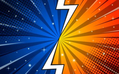 Arka plan çizgi roman tasarımı ile dövüş. Vektör illüstrasyonu