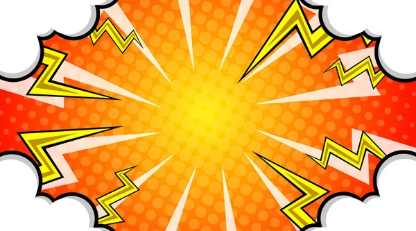 Yarım ton yıldırım patlaması, pop sanatının arka planında. Vektör İllüstrasyonu