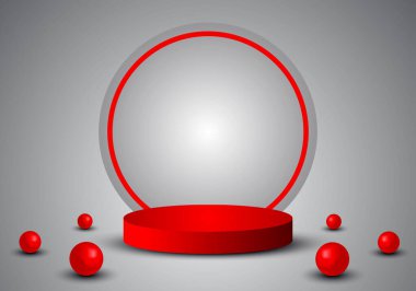 3 boyutlu silindirik kaidesel podyum ve daire arka planı. Ürün sahne sergisi için en düşük sahne, tanıtım ekranı.