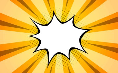 Pop sanat çizgi romanı geçmişi. Vektör yarım ton çizimi. Komik süper kahraman metni, konuşma balonu, mesaj için klasik arkaplan.