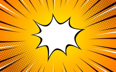 Pop sanat çizgi romanı geçmişi. Vektör yarım ton çizimi. Komik süper kahraman metni, konuşma balonu, mesaj için klasik arkaplan.