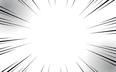 Çizgi roman siyah beyaz çizgi arkaplan. Manga hız çerçevesi. Süper kahraman hareketi. Vektör illüstrasyonu.