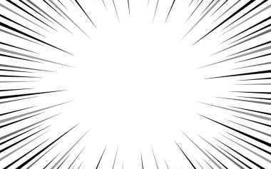 Çizgi roman siyah beyaz çizgi arkaplan. Manga hız çerçevesi. Süper kahraman hareketi. Vektör illüstrasyonu.