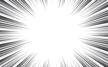 Çizgi roman siyah beyaz çizgi arkaplan. Manga hız çerçevesi. Süper kahraman hareketi. Vektör illüstrasyonu.