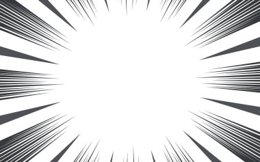 Çizgi roman siyah beyaz çizgi arkaplan. Manga hız çerçevesi. Süper kahraman hareketi. Vektör illüstrasyonu.