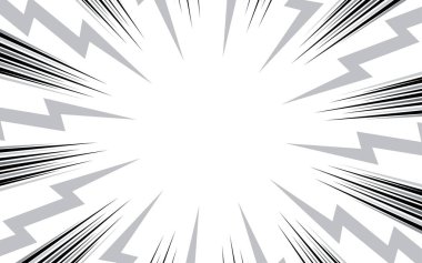 Çizgi roman siyah beyaz çizgi arkaplan. Manga hız çerçevesi. Süper kahraman hareketi. Vektör illüstrasyonu.