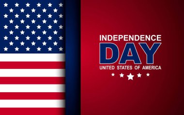 4 Temmuz, Birleşik Devletler bayrağı, Bağımsızlık Günü Sancak Vektör illüstrasyonu.
