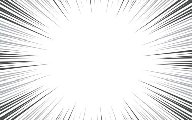 Çizgi romanlar için radikal çizgiler arka planı. Manga hız çerçevesi, süper kahraman hareketi, patlama arka planı. Vektör illüstrasyonu