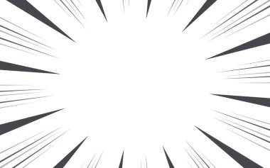 Çizgi romanlar için radikal çizgiler arka planı. Manga hız çerçevesi, süper kahraman hareketi, patlama arka planı. Vektör illüstrasyonu