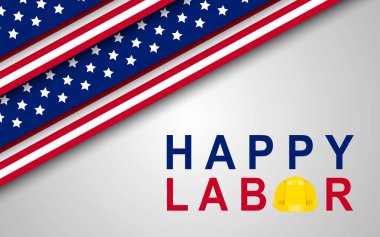 İşçi Bayramı afiş şablonu. ABD İşçi Bayramı kutlaması. Vektör illüstrasyonu.