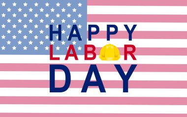 İşçi Bayramı 'nız kutlu olsun. Amerikan bayrağıyla Amerikan ulusal bayramı illüstrasyonu. Vektör illüstrasyonu EPS 10.