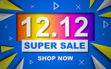 12.12 Super Sale Banner. Vector Design Illustrations Suitable for Business Themes, Shopping Themes, Promotional Themes and Advertising Themes. clipart