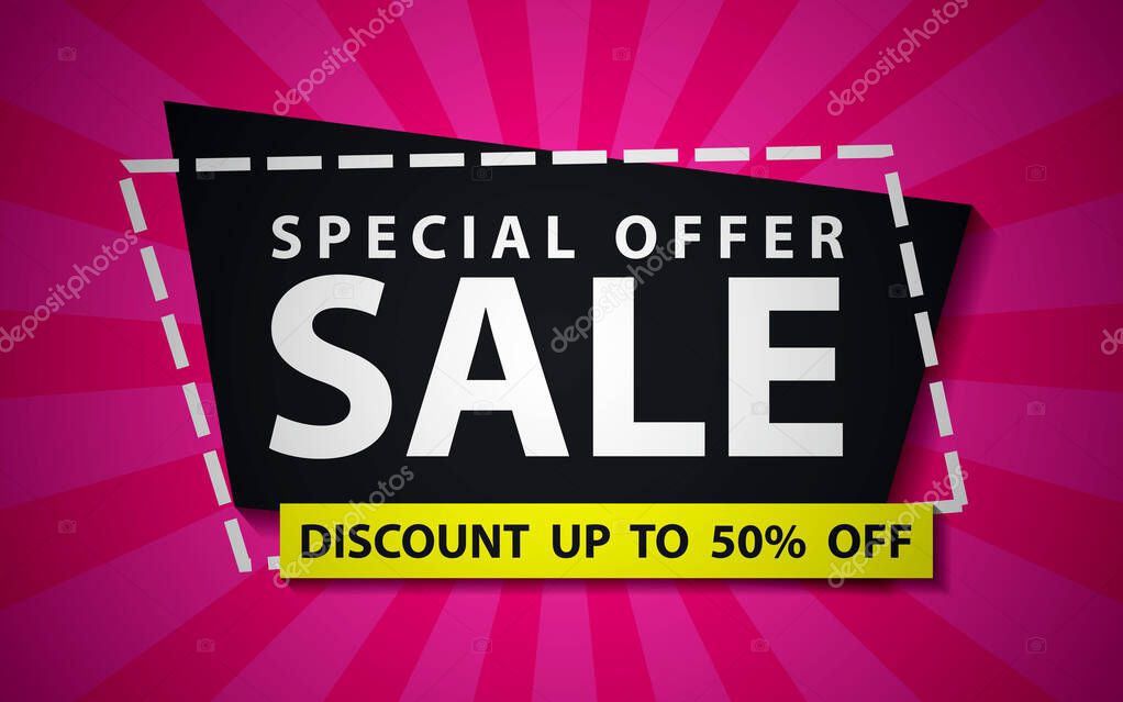 Sale banner template design, special sale offer. Vector design template for promotional events