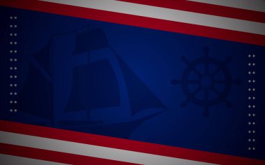 Columbus Günü, Amerika bayrağı ve Kolomb gemisinin silüeti ile arka plan kutlamalarını kopyaladı