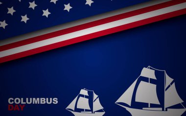 Columbus Günü, Amerika bayrağı ve Kolomb gemisinin silüeti ile arka plan kutlamalarını kopyaladı