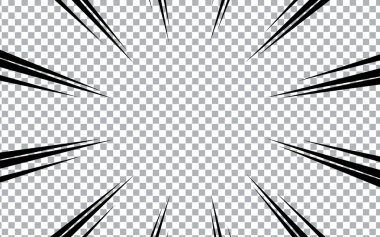 Saydam arkaplanda soyut çizgi roman flaş patlaması çizgileri