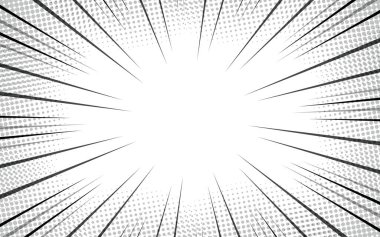 Beyaz arkaplan üzerinde çizgi roman etkisi olarak hız çizgileri. 