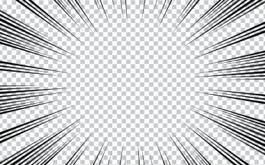 Şeffaf arkaplanda siyah çizgileri olan çizgi roman sayfası