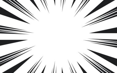 Manga çizgi romanı için hız çizgileri. Radyal hareket arkaplanı.