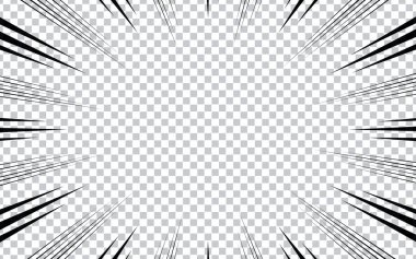 Hız çizgileri, şeffaf arkaplan üzerinde çizgi roman etkisi olarak kullanılıyor. Çizgi film anime eylem arkaplanı.