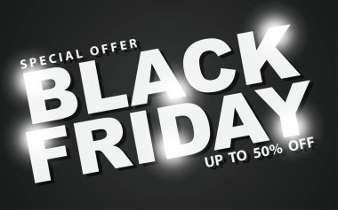 Kara Cuma için tipografi afişi. Kara Cuma satışları, terfiler, reklamlar ve sosyal medya reklamları için tasarım şablonu.