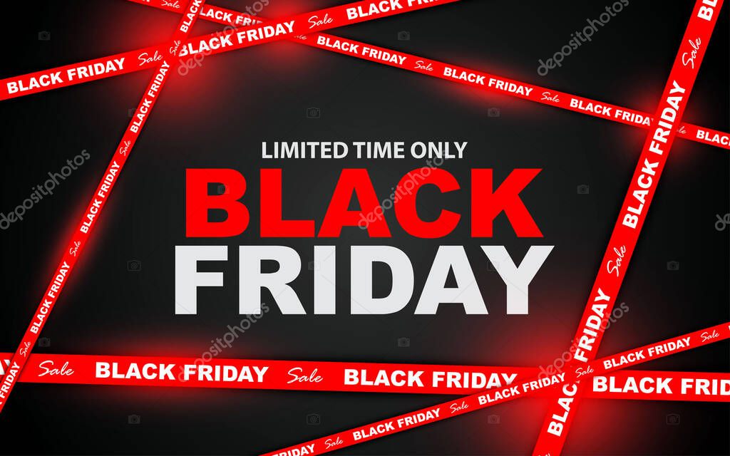 Black Friday background with Black Friday Sale Ribbon in the background. Vector illustration.
