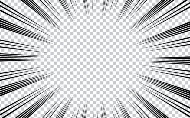 Şeffaf arkaplanda siyah çizgileri olan çizgi roman sayfası.