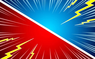 Şimşek ve yarım ton efektli komedi tarzı arka planlara karşı.