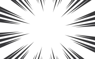 Soyut çizgi roman flaş patlaması, beyaz arka planda radyal çizgiler. Süper kahraman tasarım vektör çizimi.