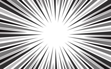 Çizgi romanlar için radikal hız çizgileri. Patlama geçmişi. Vektör illüstrasyonu.