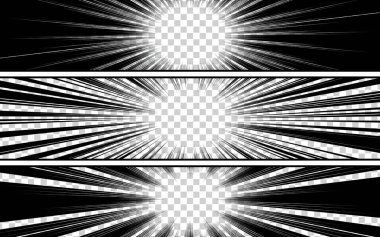 Çerçeve çizgi roman şablonu yarım ton ışınlı satırlara bölünmüş. Vektör illüstrasyonu