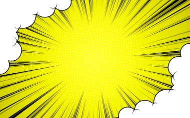 Pop art çizgi roman efektleri arka planda yarım tonlu. Çizgi film soyut vektör arkaplanı.