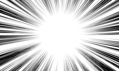 Çizgi roman ve manga hız çizgisi geçmişi. Süper kahraman hareketi, patlama geçmişi. Vektör illüstrasyonu