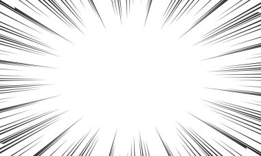 Çizgi romandaki siyah beyaz çizgiler. Manga hız çerçevesi. Süper kahraman hareketi. Patlama vektör çizimi.